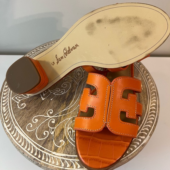 Sam Edelman Illie Block Heel Slide Sandal SUNSET ORANGE - Picture 10 of 11